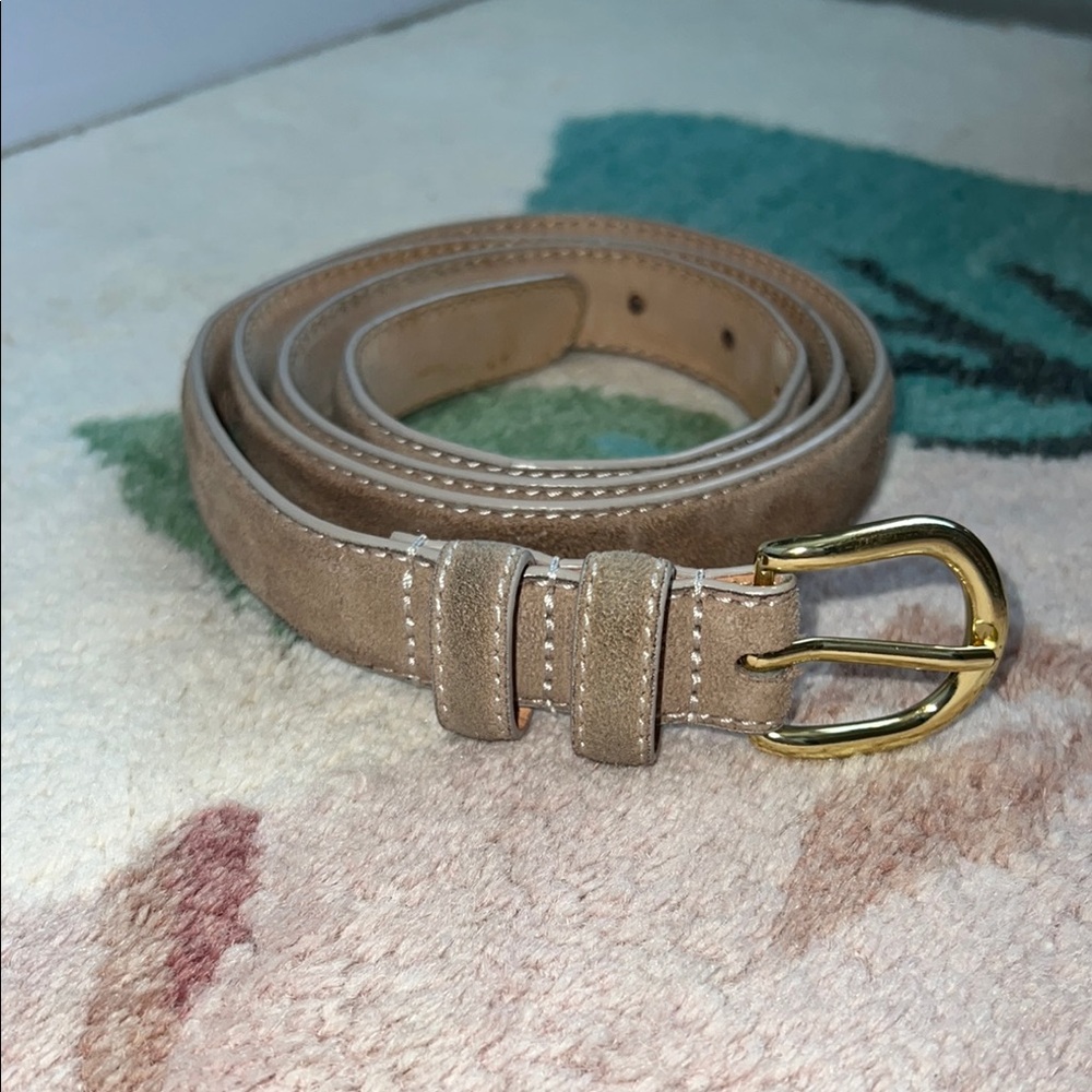 Cowboy Craft Elegant Tan Genuine Leather Belt with Gold Buckle